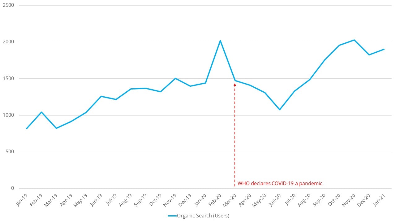 organic search results from seo during COVID